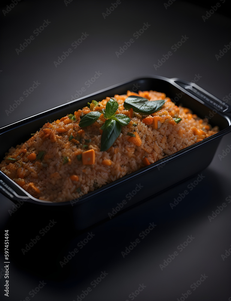 fried rice in a tray, generative ai fried rice in a tray, generative ai