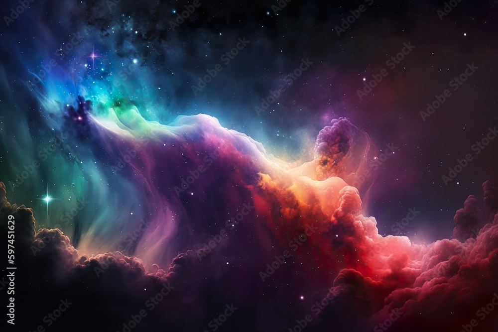 Colorful nebula and galaxy made with AI generative tools Colorful nebula and galaxy made with AI generative tools