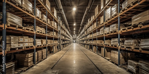 Wallpaper Mural AI Generated. AI Generative. Photo of stock warehouse ship delivery stock factory. Graphic Art Torontodigital.ca