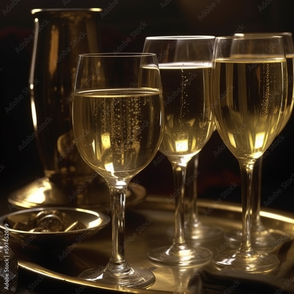 glasses of champagne on blurred background. glasses of champagne on blurred background.