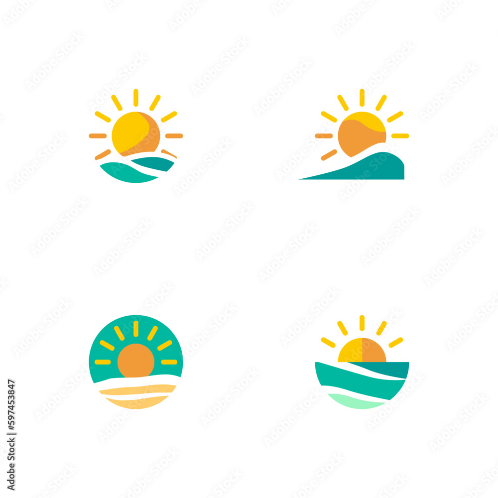 set of summer logo flat design