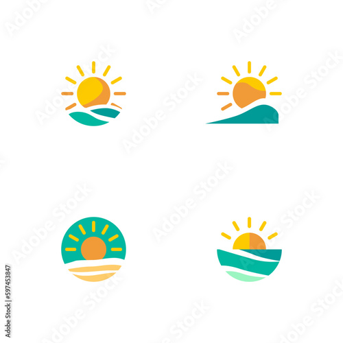 set of summer logo flat design