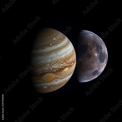 earth and Jupiter in space.