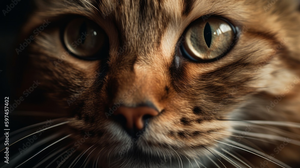 A close-up of cats whiskers and eyes. AI generated A close-up of cats whiskers and eyes. AI generated