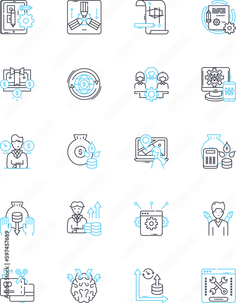 Business growth linear icons set. Expansion, Progress, Development, Upward, Advancement, Proven, Thriving line vector and concept signs. Flourishing,Innovation,Scalability outline Generative AI Business growth linear icons set. Expansion, Progress, Development, Upward, Advancement, Proven, Thriving line vector and concept signs. Flourishing,Innovation,Scalability outline Generative AI