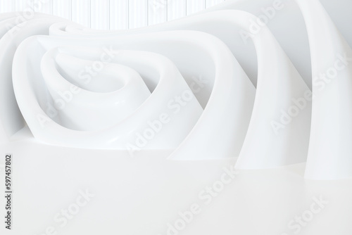 Fototapeta Naklejka Na Ścianę i Meble -  White modern geometrical wallpaper. 3d rendering