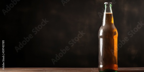 AI Generative. AI Generated. Macro shot photo of beer mock up scene background. Can be used for marketing or graphic design. Graphic Art