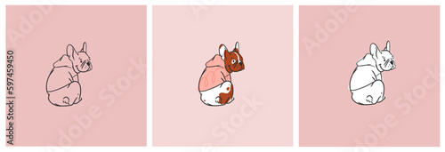 Hand drawn vector abstract graphic line collection set with diverse cute funny cartoon dogs characters.Vector illustration of funny cartoon different breeds dogs in trendy flat style. Line dog icon.