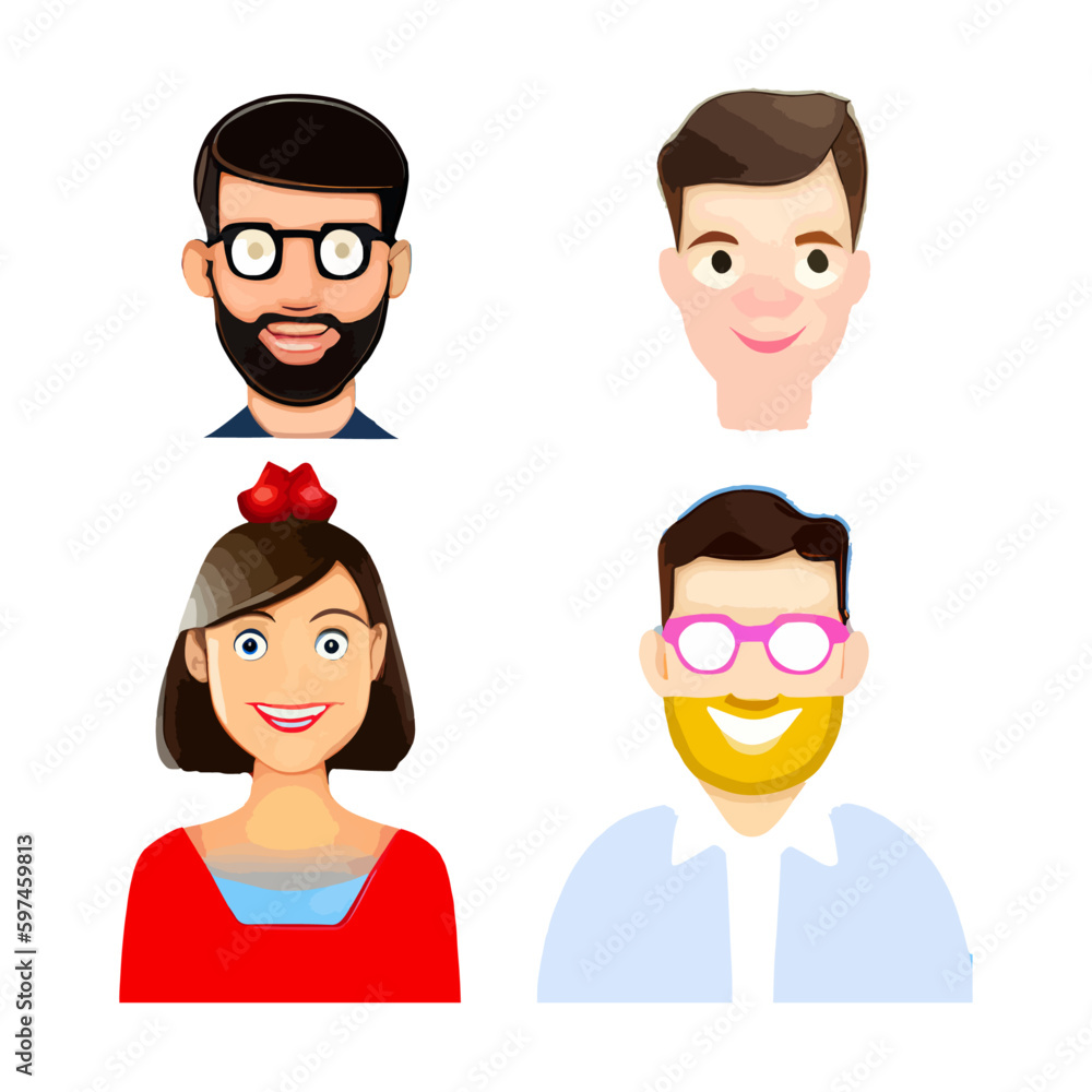 set of cartoon people set of cartoon people