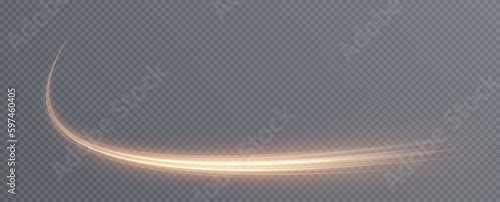 Golden curved light line, rope, tape. Smooth festive gold line png with light effects. Element for your design, advertising, postcards, invitations, screensavers, websites, games.	
