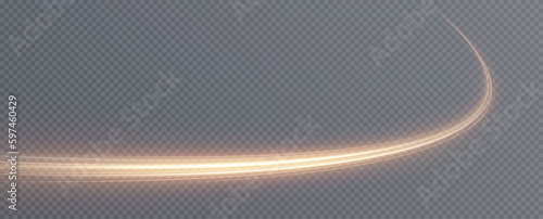 Golden curved light line, rope, tape. Smooth festive gold line png with light effects. Element for your design, advertising, postcards, invitations, screensavers, websites, games.	
