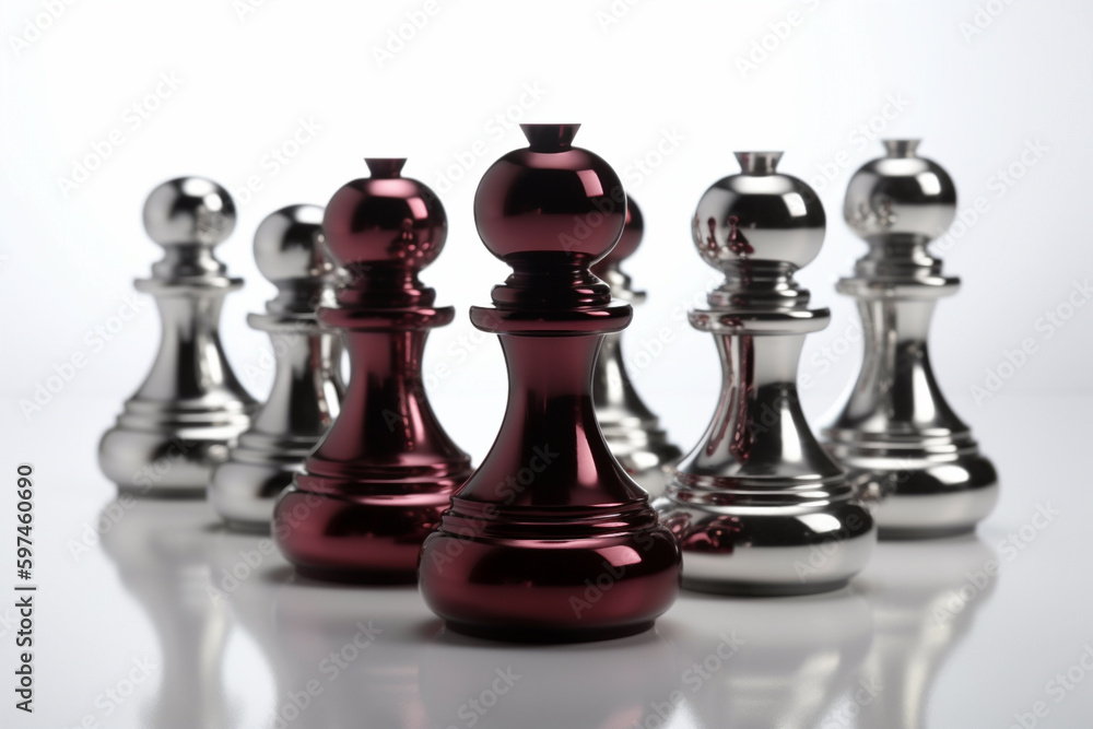 chess pieces on white background - Elegant Chess Pieces in Contrast - Generative AI chess pieces on white background - Elegant Chess Pieces in Contrast - Generative AI