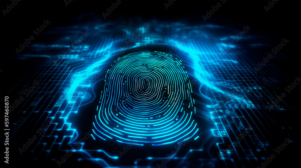 scanned fingerprint on a future machine, digital verification, gerenative AI scanned fingerprint on a future machine, digital verification, gerenative AI