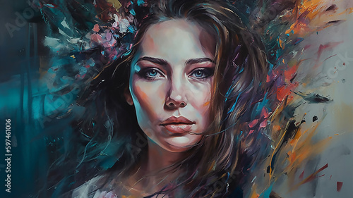  oil painting on canvas , fantasy woman portrait, generative ai tools     © ksu_ok