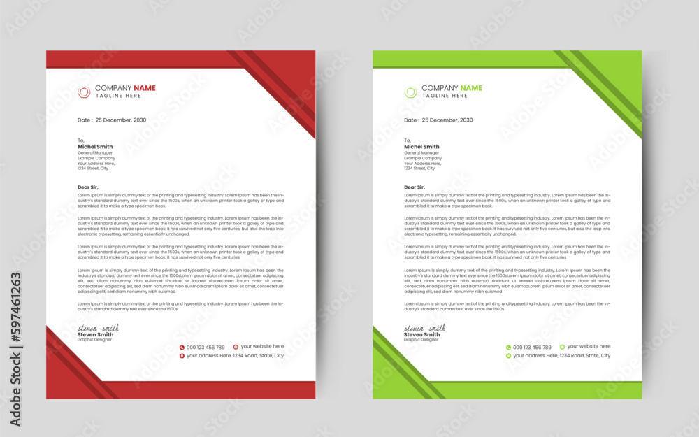 Minimalist concept business style letterhead template design with color combination.