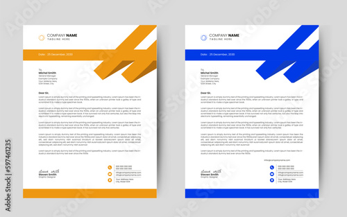 Minimalist concept business style letterhead template design with color combination.