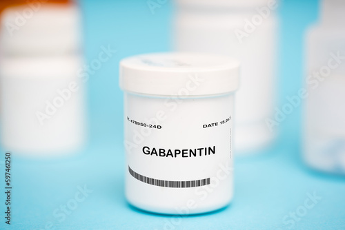 Gabapentin medication In plastic vial photo