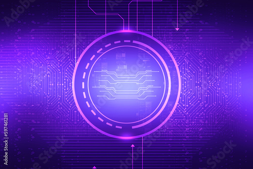 2d illustration Abstract futuristic electronic circuit technology background © deepagopi2011