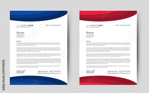 Minimalist concept business style letterhead template design with color combination.