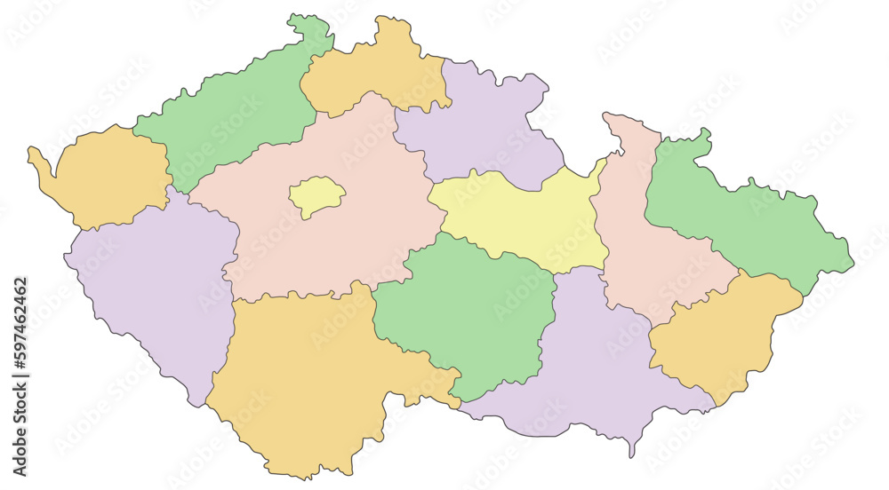 Czech Republic - Highly detailed editable political map.