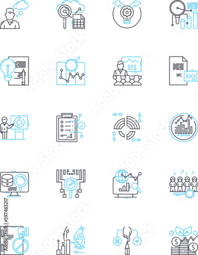 Financial evaluation linear icons set. Profitability, Liquidity, Solvency, Leverage, Efficiency, Analysis, Forecasting line vector and concept signs. Benchmarking,Ratios,Valuation Generative AI