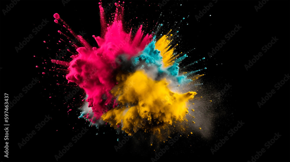 dust explosion in the cmyk colors, gerenative AI