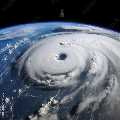 Florence the hurricane over the Atlantic. The hurricane's eye. The cyclone in the atmosphere. space-based perspective.