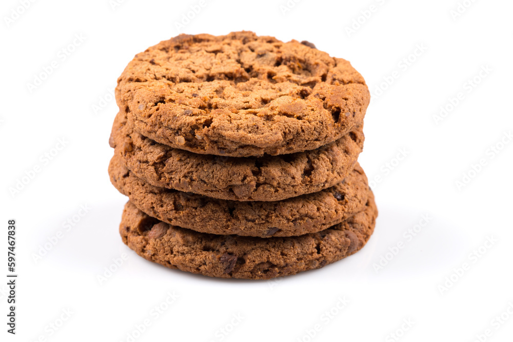 Chocolate chip cookies isolated on white Chocolate chip cookies isolated on white