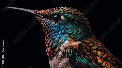 Hummingbirds close-up, macro. AI generated