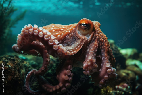 octopus in the sea  created with Generative AI technology