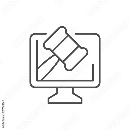 Online auction line outline icon