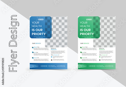 Corporate business flyer template design. Corporate Business Conference poster and flyer design layout template in A4 size .Flyer template design set with Blue and Green color .