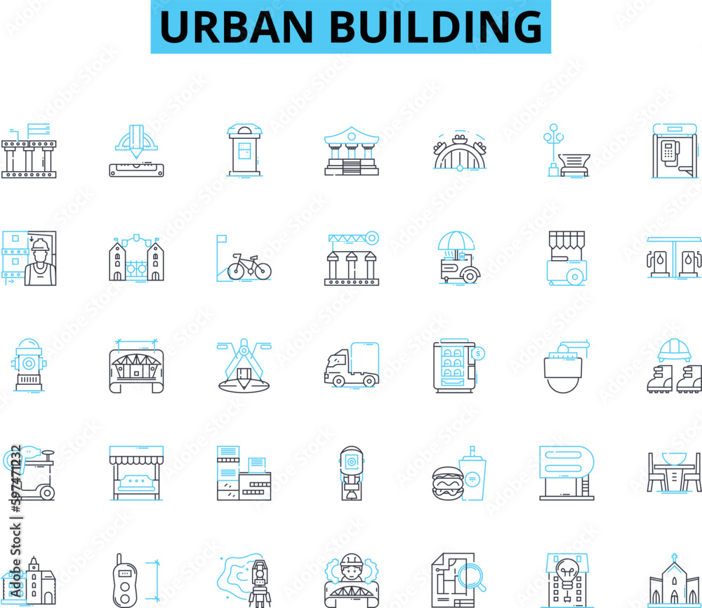 Urban building linear icons set. Skyscraper, Tower, High-rise, Condominium, Apartment, Loft, Penthouse line vector and concept signs. Office,Retail,Mixed-use outline illustrations Urban building linear icons set. Skyscraper, Tower, High-rise, Condominium, Apartment, Loft, Penthouse line vector and concept signs. Office,Retail,Mixed-use outline illustrations