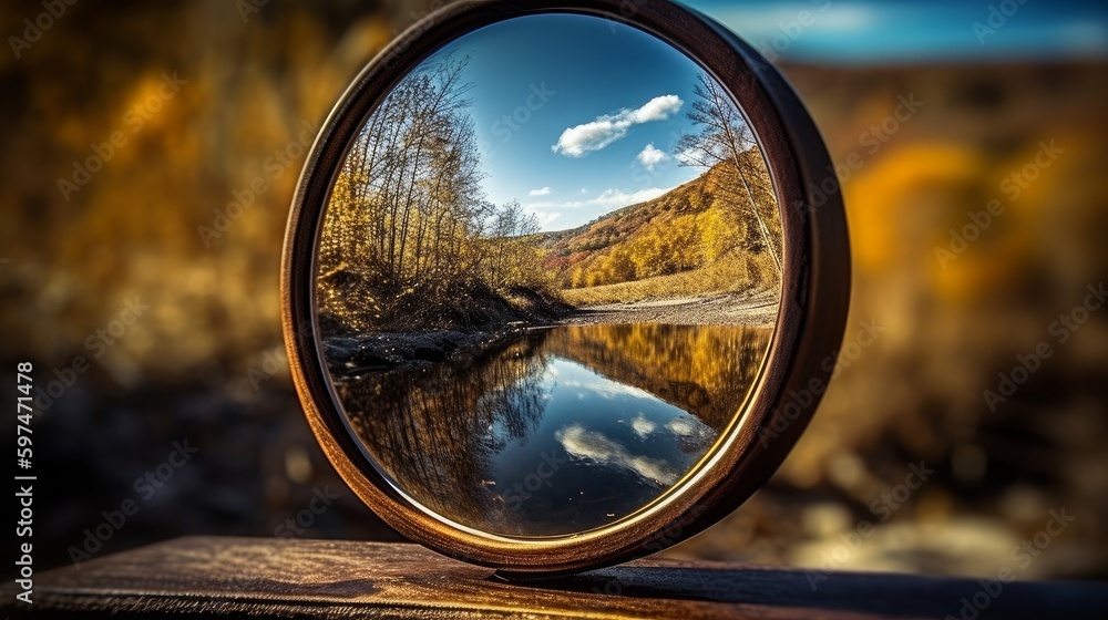 Distorted reflection in a mirror. AI generated Distorted reflection in a mirror. AI generated