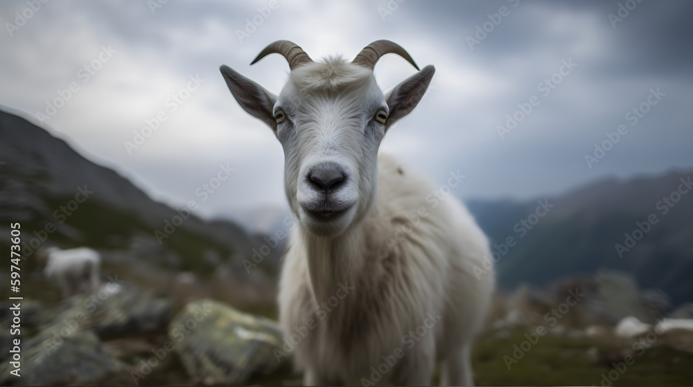 Fototapeta premium Goat portrait in natural habitat 