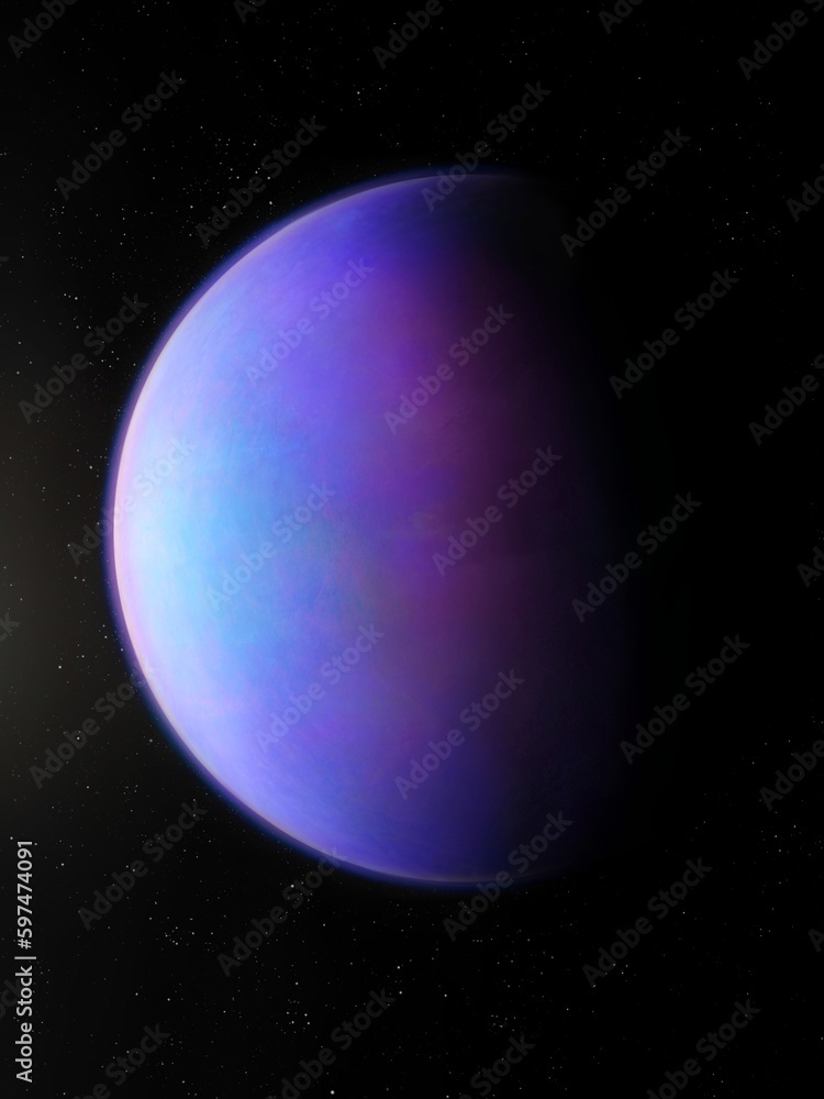 Amazing far planet, view from space. Realistic extrasolar world. Super-Earth planet. Amazing far planet, view from space. Realistic extrasolar world. Super-Earth planet.