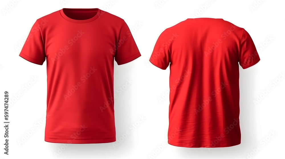 blank red t shirt mockup,close up red t-shirt on white background