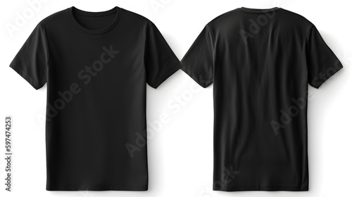 blank black t shirt mockup, close up black t-shirt on white background ,generative ai