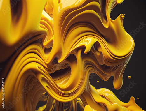 Yellow liquid wave and spla...
