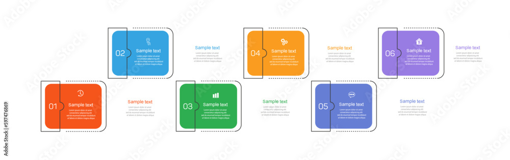 Vector infographic design template with icons and 6 options or steps ...