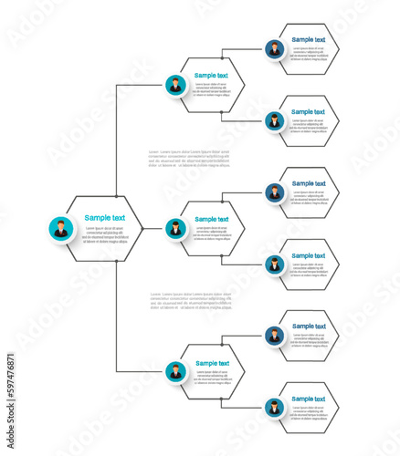 Corporate organizational chart. Business hierarchy infographic elements. Vector illustration