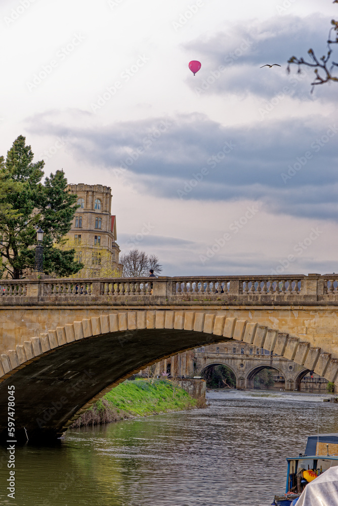 View along River Avon in Bath, Somerset, England