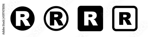 Registered different icon. Abstract "R" for web and app design. Business vector icon. 