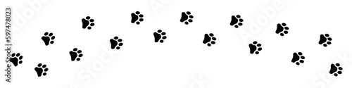 Paw dog. Foot trail. Leg dog or cat. Simple illustration of puppy leg.