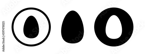 Set of black icon of eggs. Egg vector flat illustration.