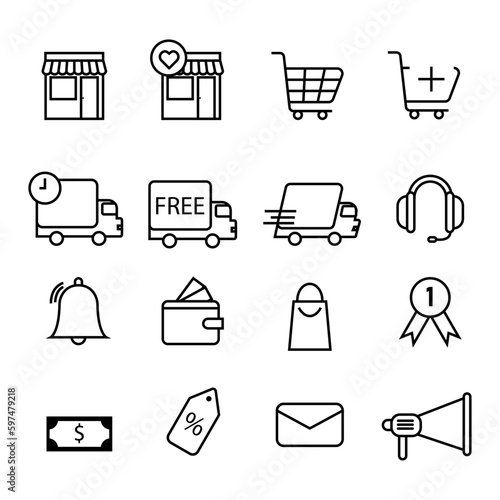 marketplace icon set bundle online shop