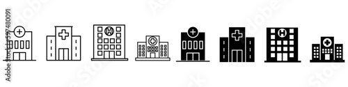 Clinic icon vector set. Hospital illustration sign. help symbol. infirmary logo. Ambulance mark.