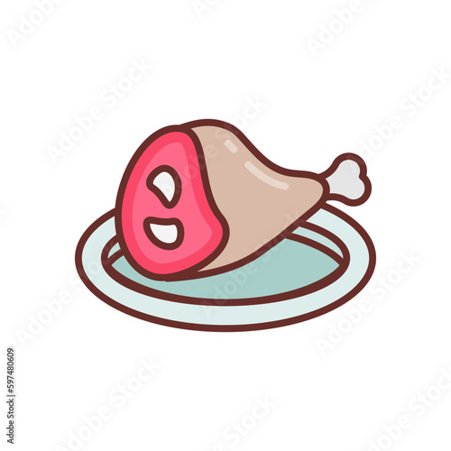 Ham icon in vector. Illustration