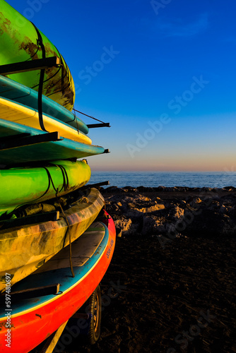 Surfboards on a beach, spain photo