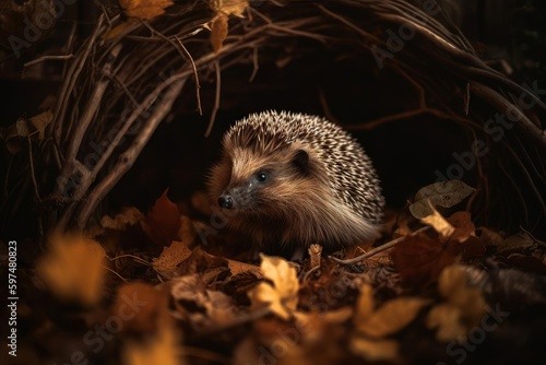 Cute Forest Hedgehog Adventure - AI Generated Generative AI